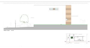 Elevació de façana moderna amb fusta